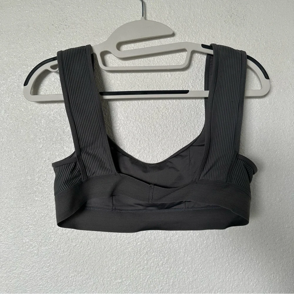 Frankie’s Bikinis Charcoal Gray Ribbed Bikini Top Size L‎